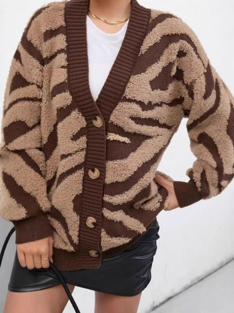 Plus Size Animal Knit Cardigan