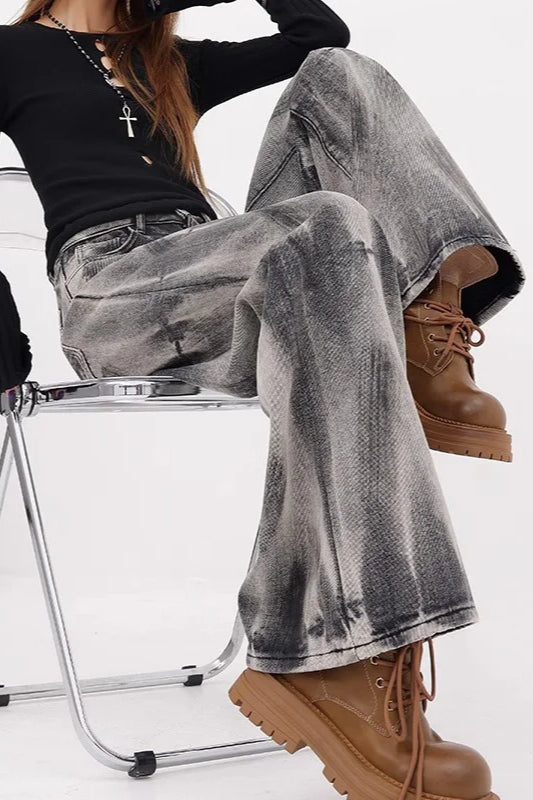 Tie-Dye Loose Straight Leg Jean