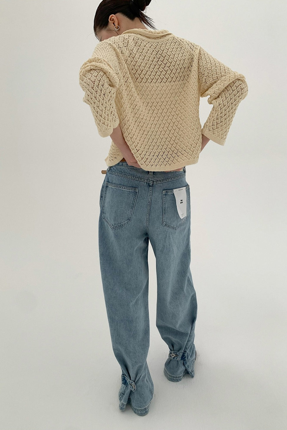 Hollow Collar Tie-Waist Short Knit Cardigan