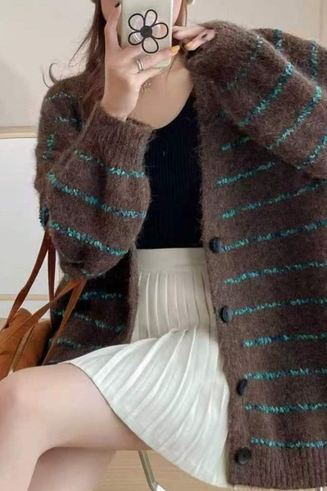 Plus Size Striped Knit Sweater