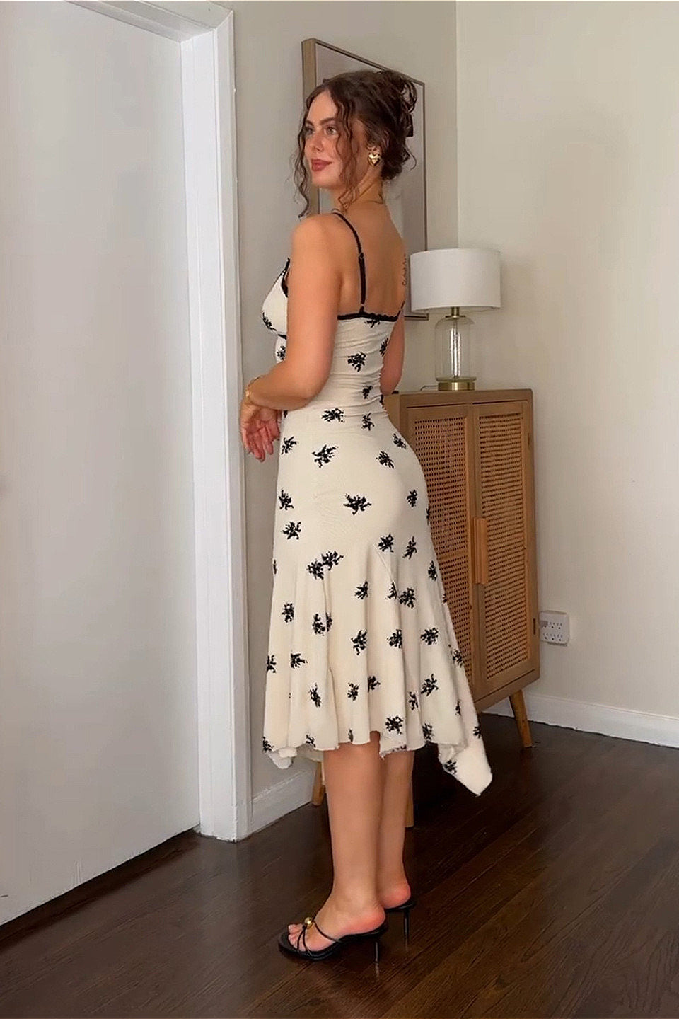 Elegant Lace Bustier Asymmetrical Cami Floral Dress