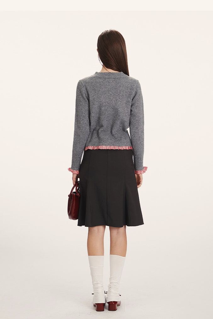 Paneled Waist-Slim Knit Cardigan