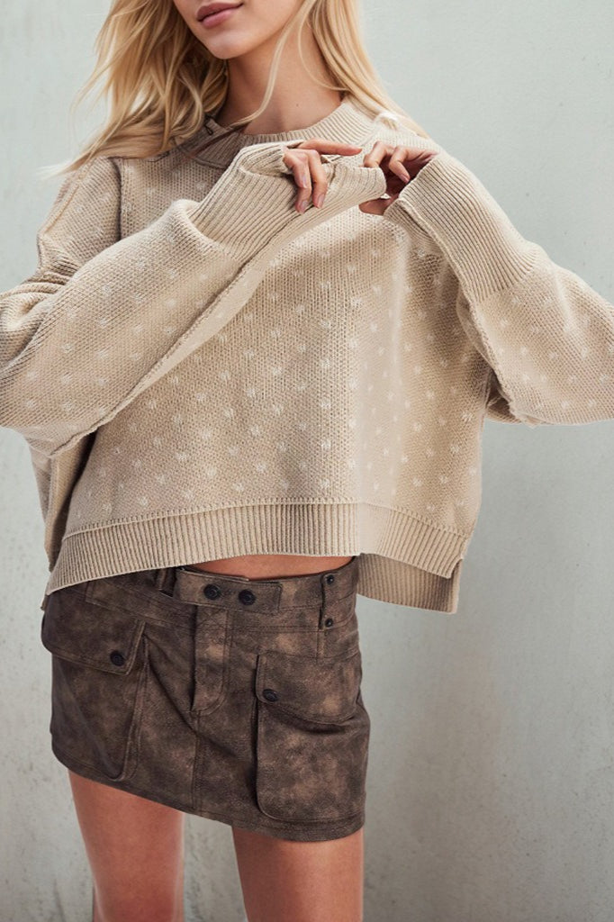 Cropped Butterfly Design Sweater