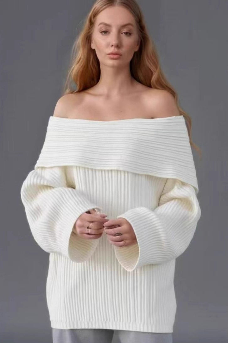 Alluring Off Shoulder Knit Sweater