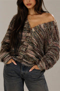 Vibrant Striped V-Neck Relaxed Knit Cardigan