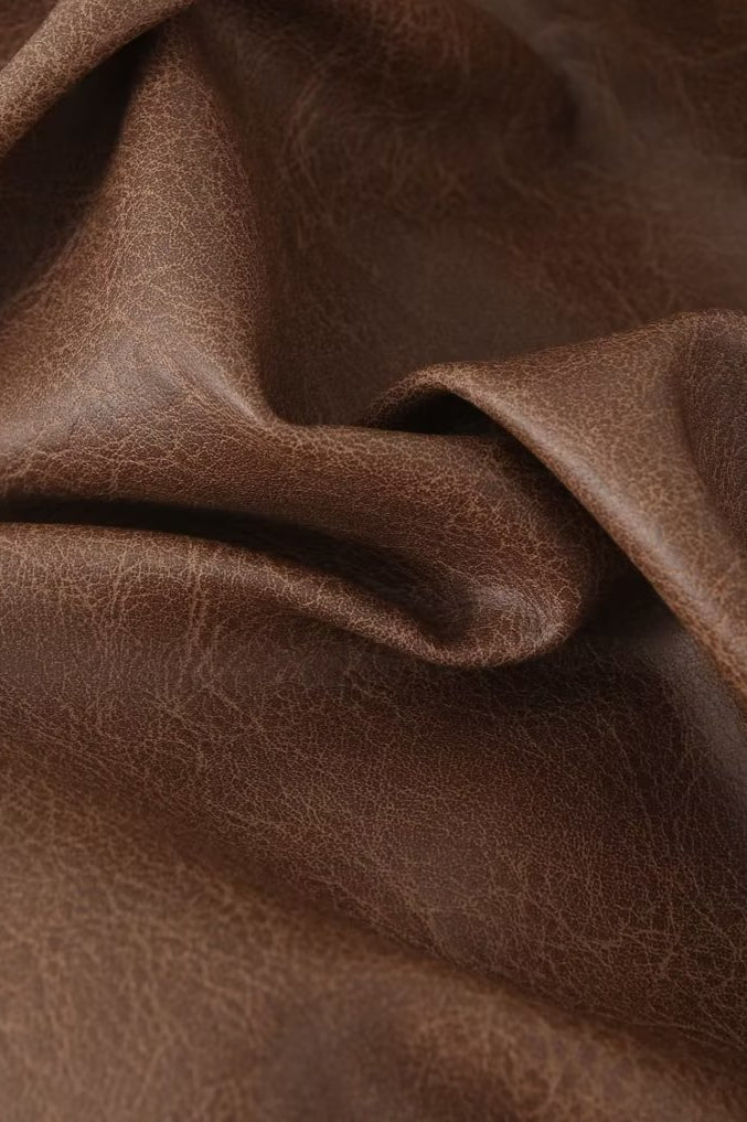 Brown Retro Faux Leather Coat