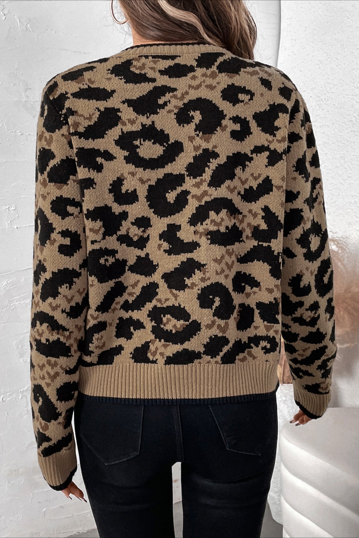 Knitted Leopard Ribbon Cardigan