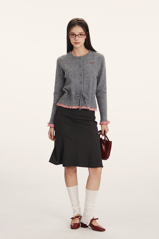Paneled Waist-Slim Knit Cardigan