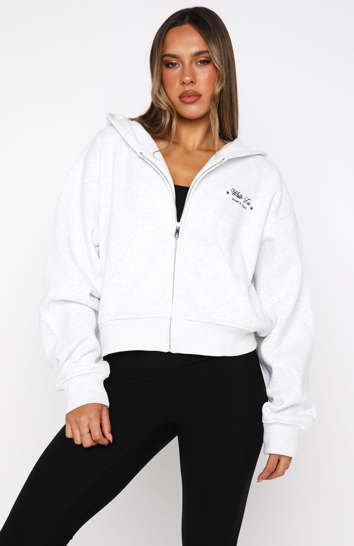 Just Try Again Boxy Grey Marle Hoodie