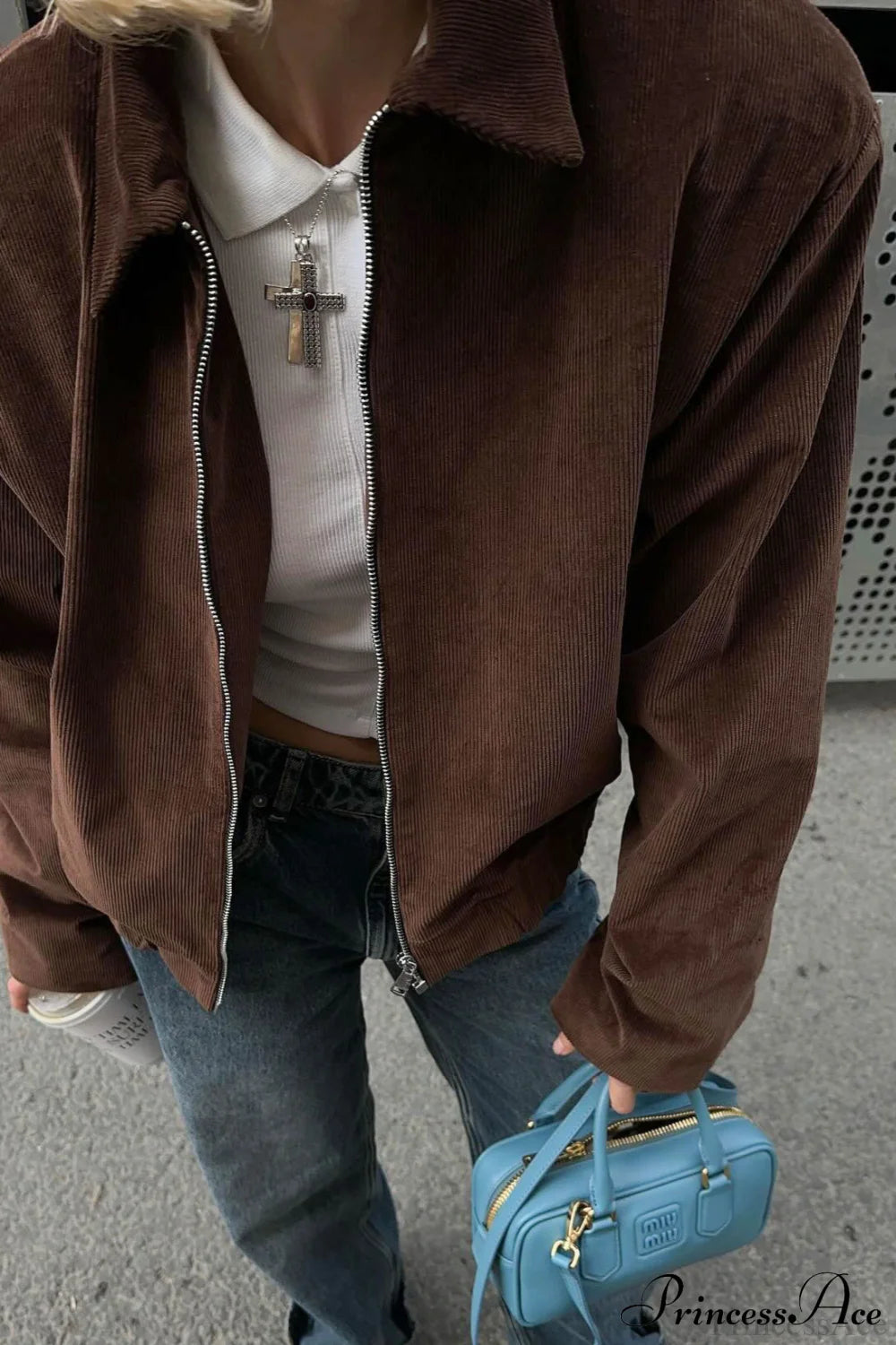 Corduroy Retro Collared Jacket Coat