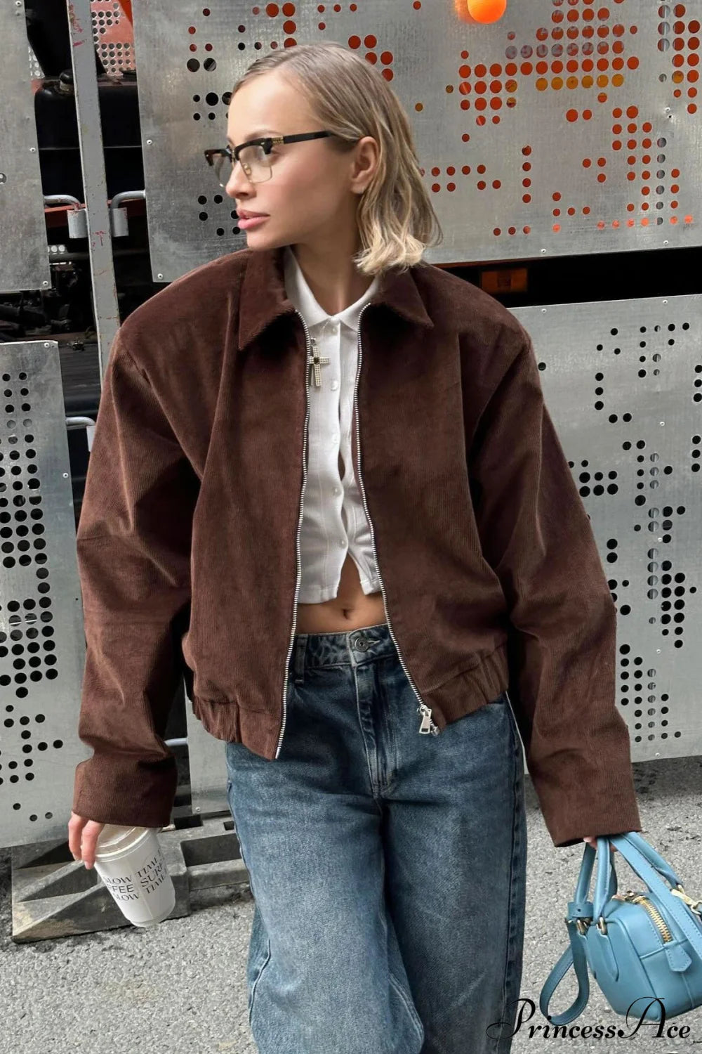 Corduroy Retro Collared Jacket Coat