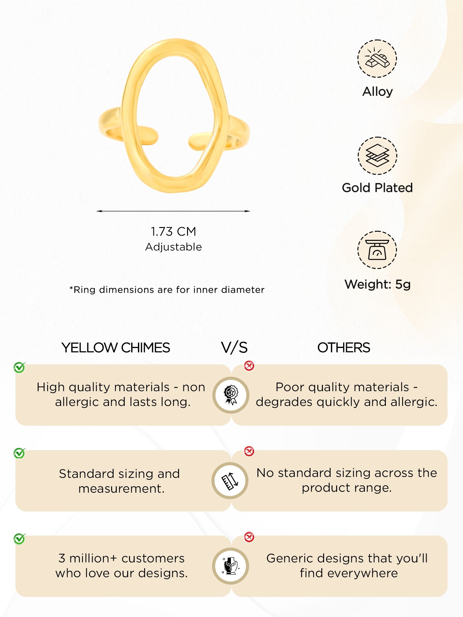 Gold Chunky Statement Adjustable Ring