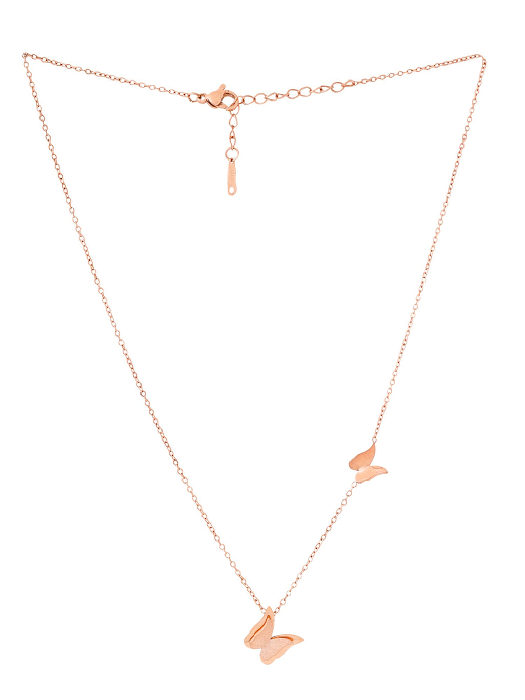 Rose Gold Butterfly Long Chain Necklace