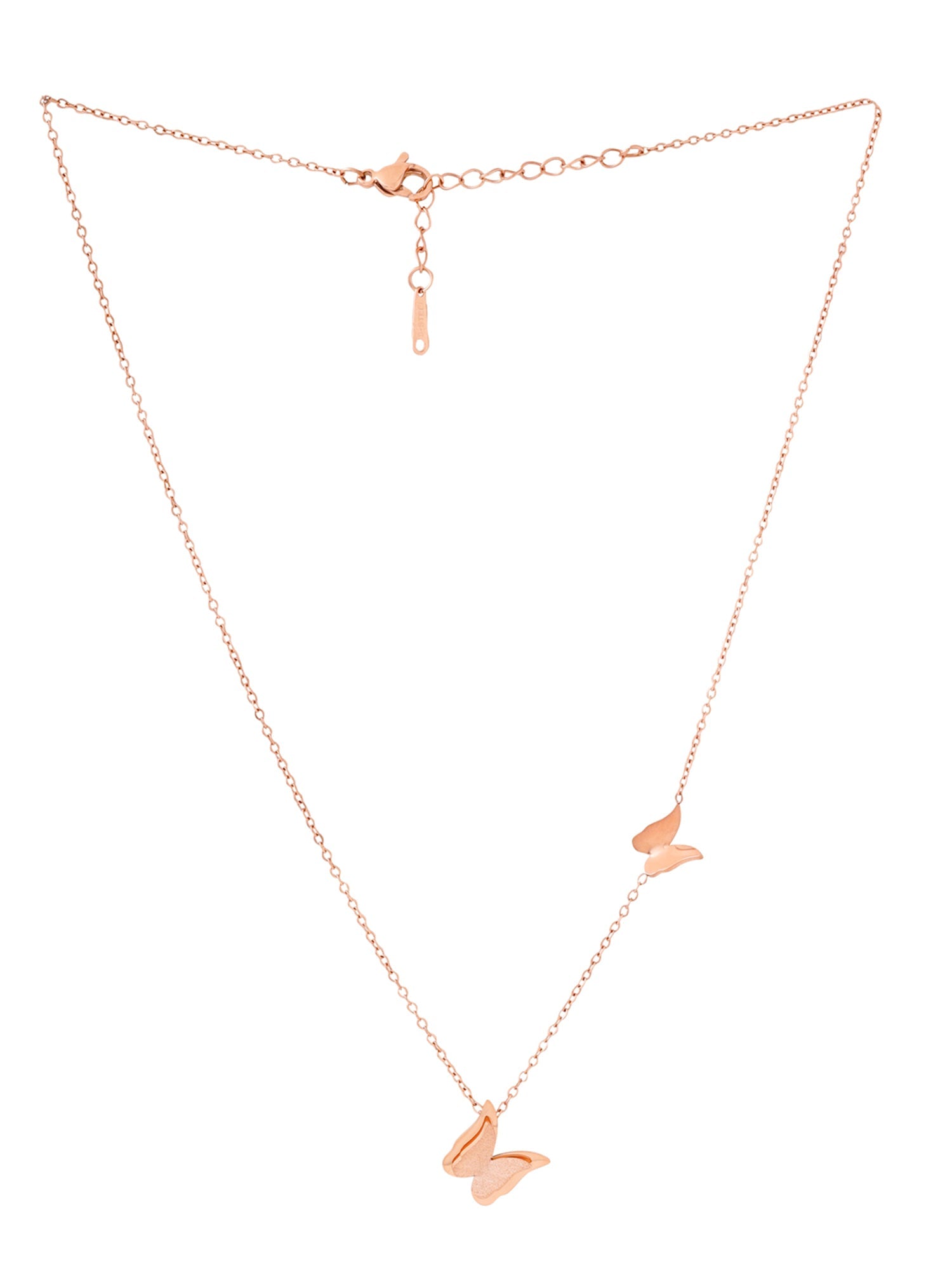 Rose Gold Butterfly Long Chain Necklace
