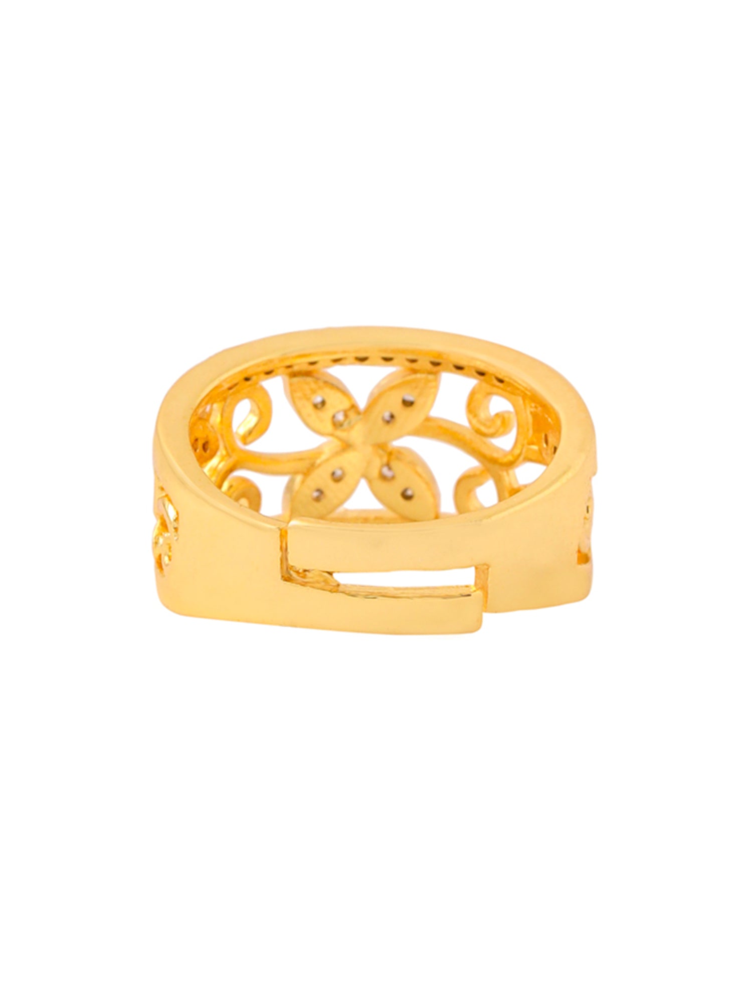 Gold Crystal Studded Flower Band Ring