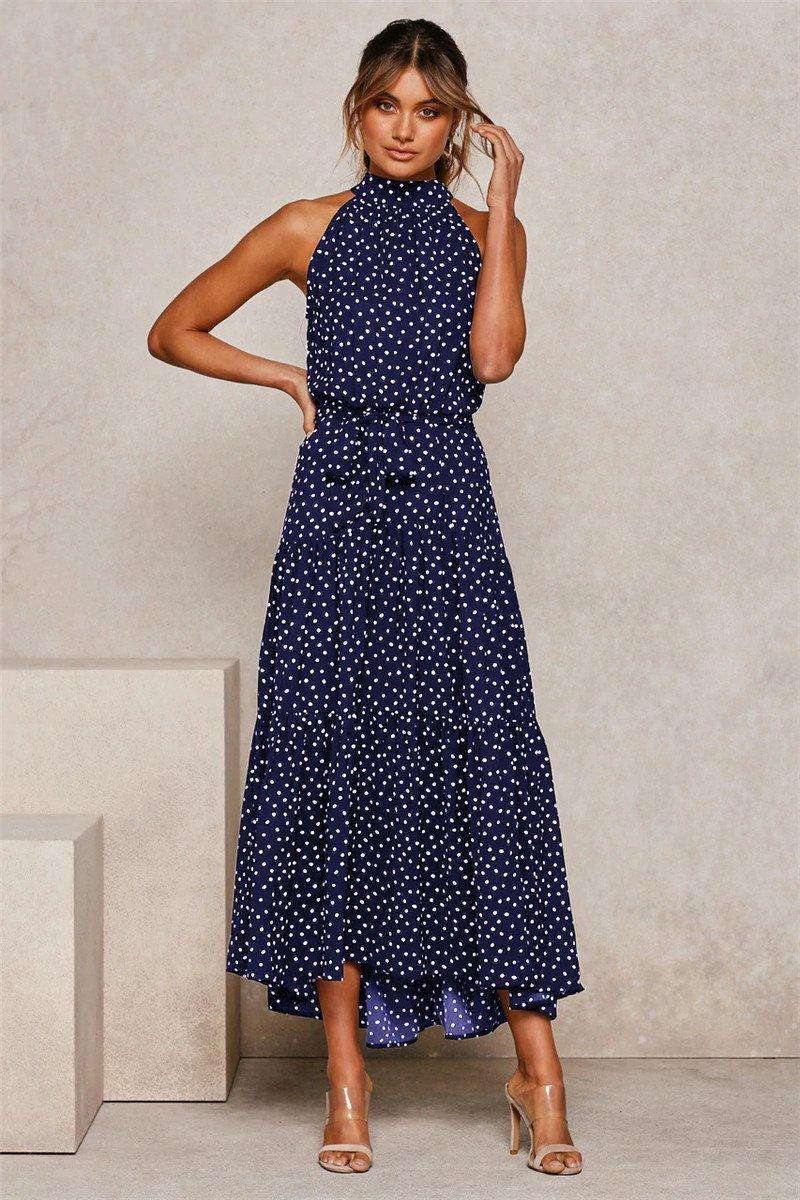 Boho Off Shoulder A-Line Sash Maxi Dress