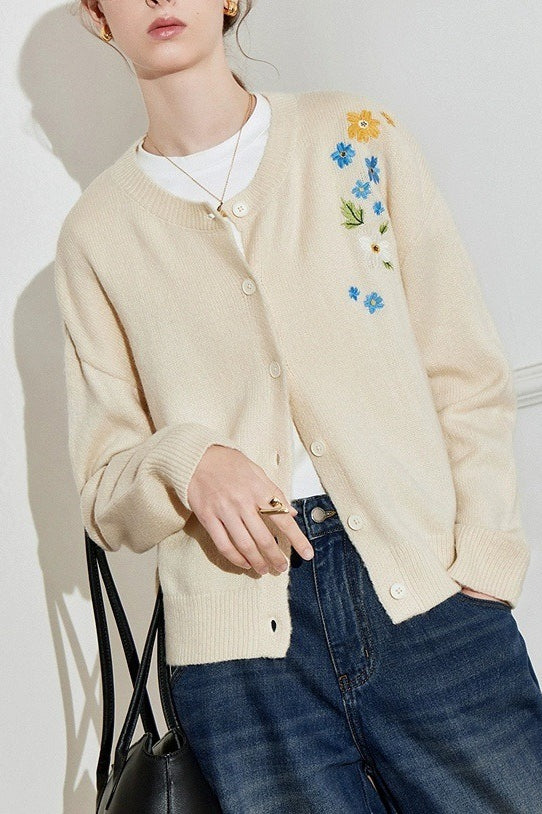 Floral Embroidery Knit Sweater
