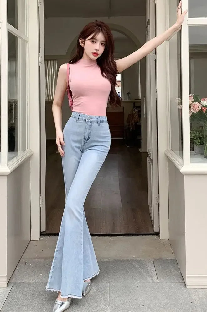 High Waist Butterfly Knot Flare Jean