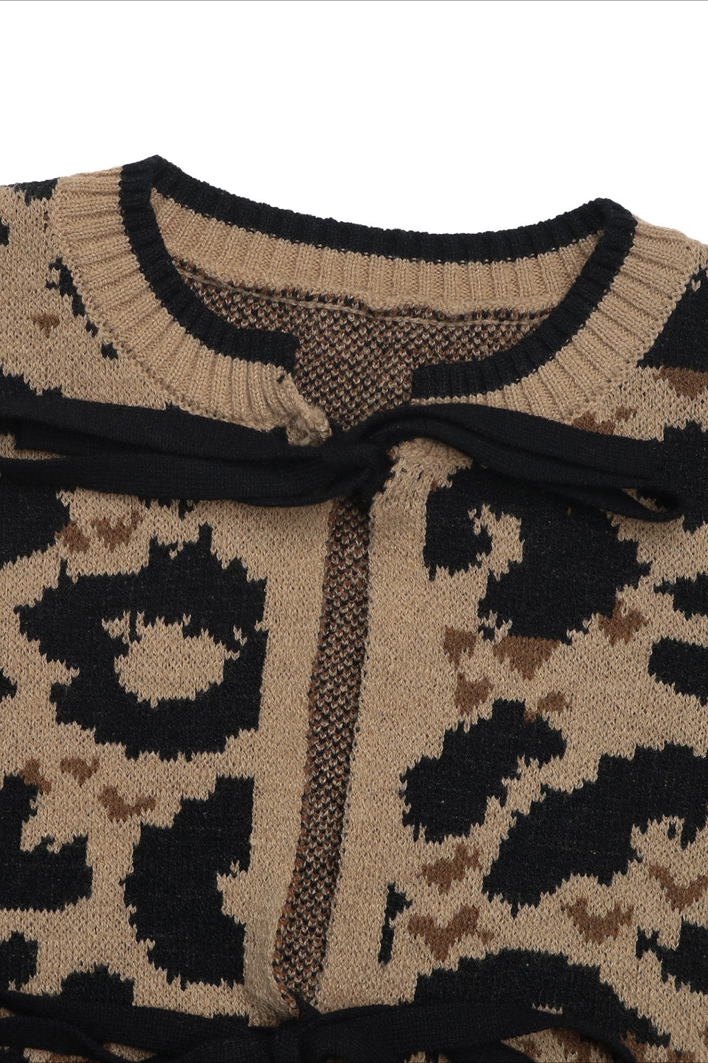 Knitted Leopard Ribbon Cardigan