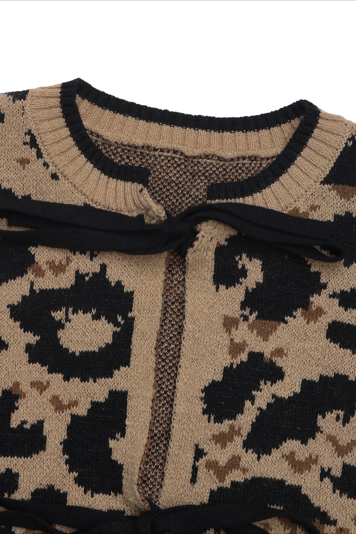 Knitted Leopard Ribbon Cardigan