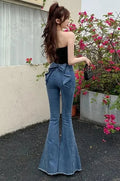 High Waist Butterfly Knot Flare Jean