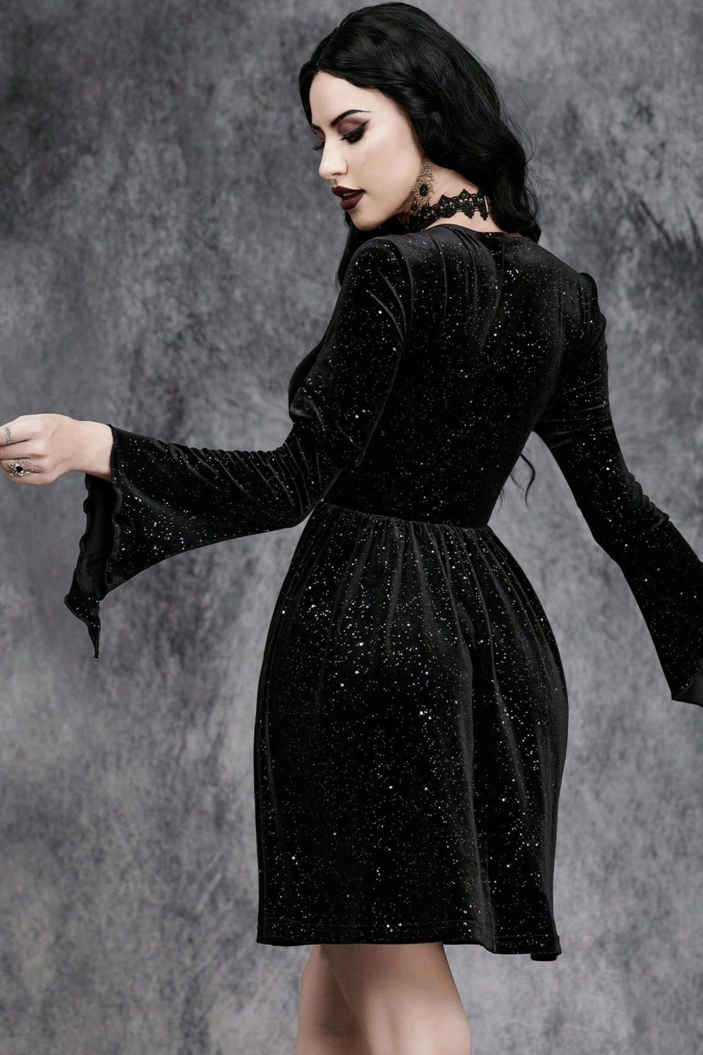 Velvet Deep V Gothic Dress