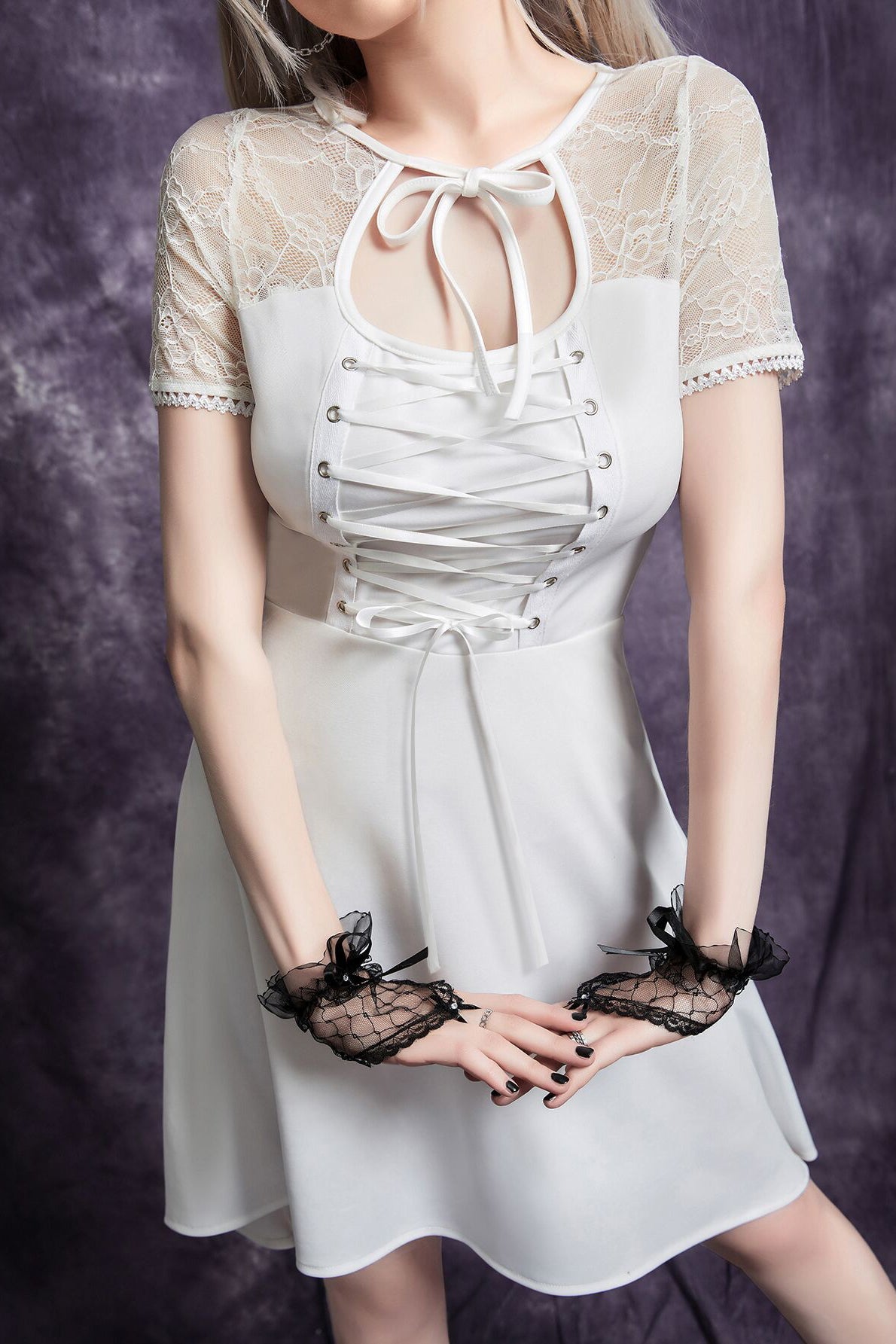 Front Knot Lace Gothic Dress