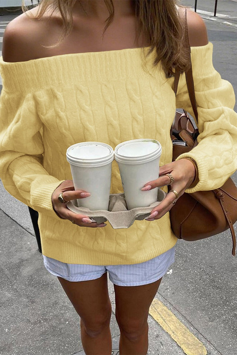 Off Shoulder Minimalist Pullover Sweater