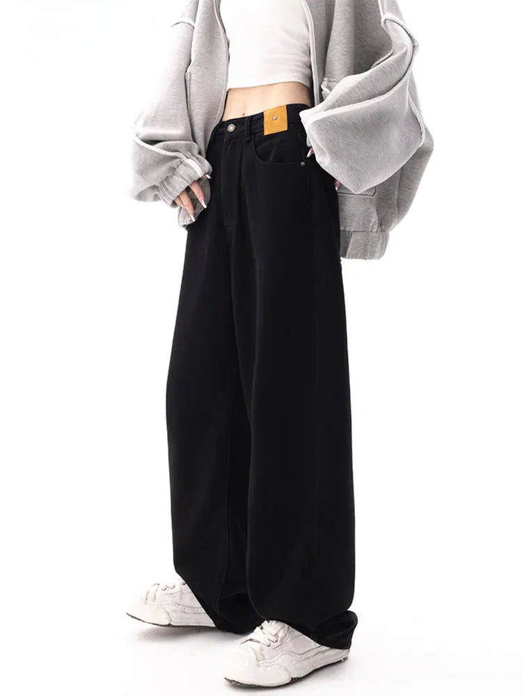 Black Baggy High Waist Straight Jean