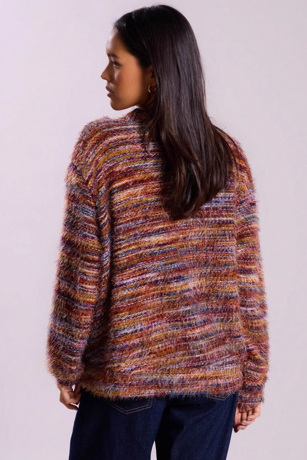 Retro Deep V-Neck Plush Long Knit Cardigan