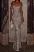 Sparkling Rhinestone Evening Maxi Dress