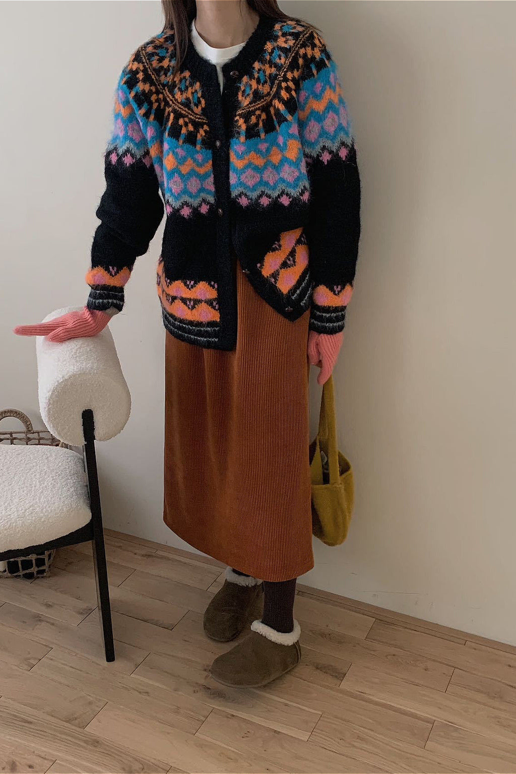 Vintage Fair Isle Jacquard Knit Cardigan