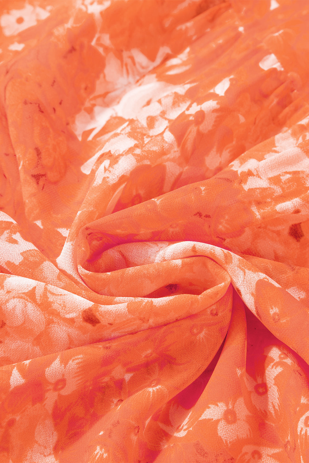 Orange Boho Floral Bishop Sleeve Tiered Maxi Dress