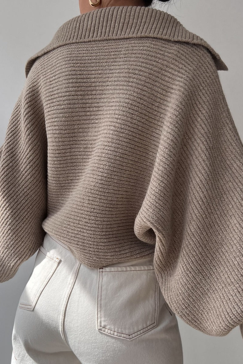 Long Sleeve Collared Knit Sweater