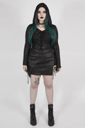 Black PU Leather Irregular Elastic Mini Dress