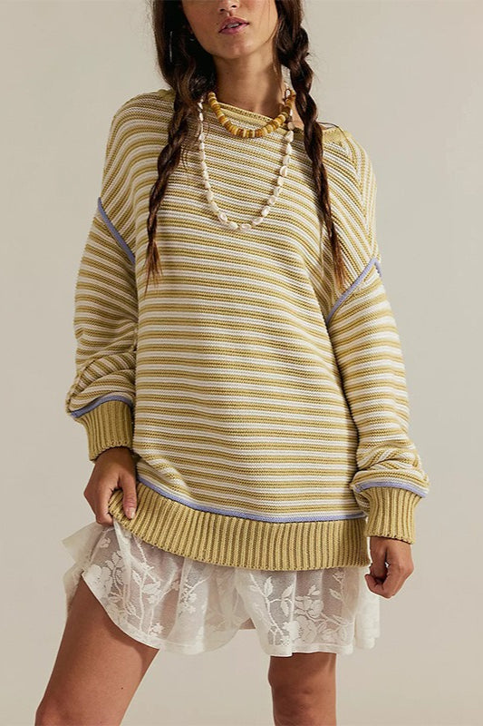 Striped Crew Neck Knitted Sweater