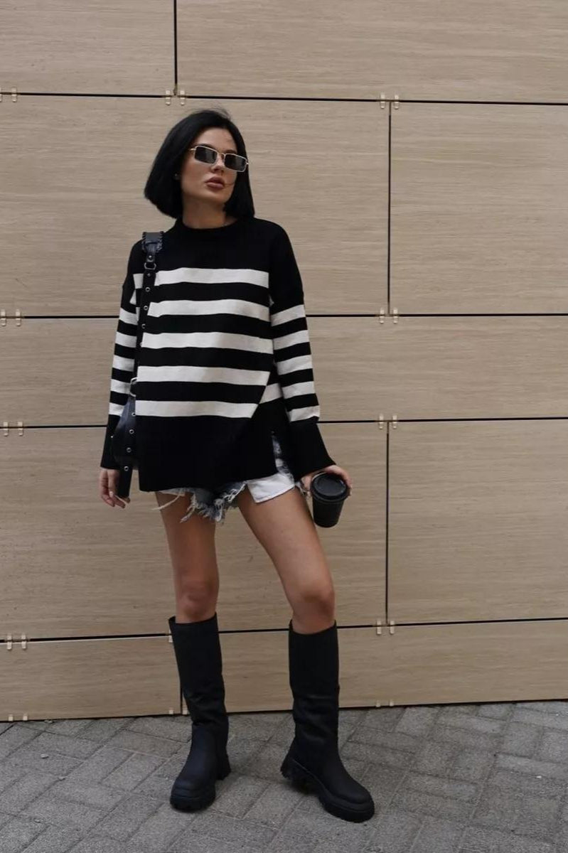 Loose Striped Knit Sweater