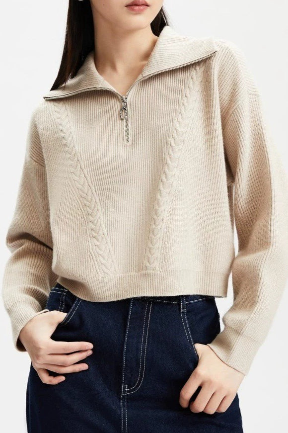 Short Cable Pullover Sweater