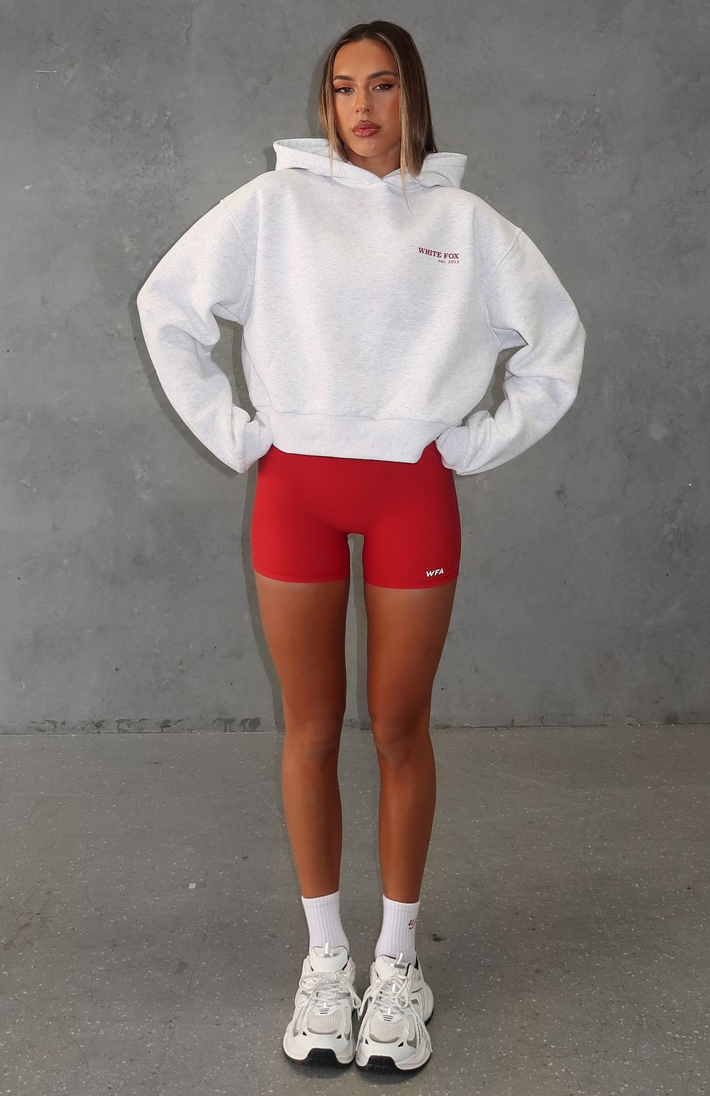 Serving Up Cropped Grey Marle Hoodie