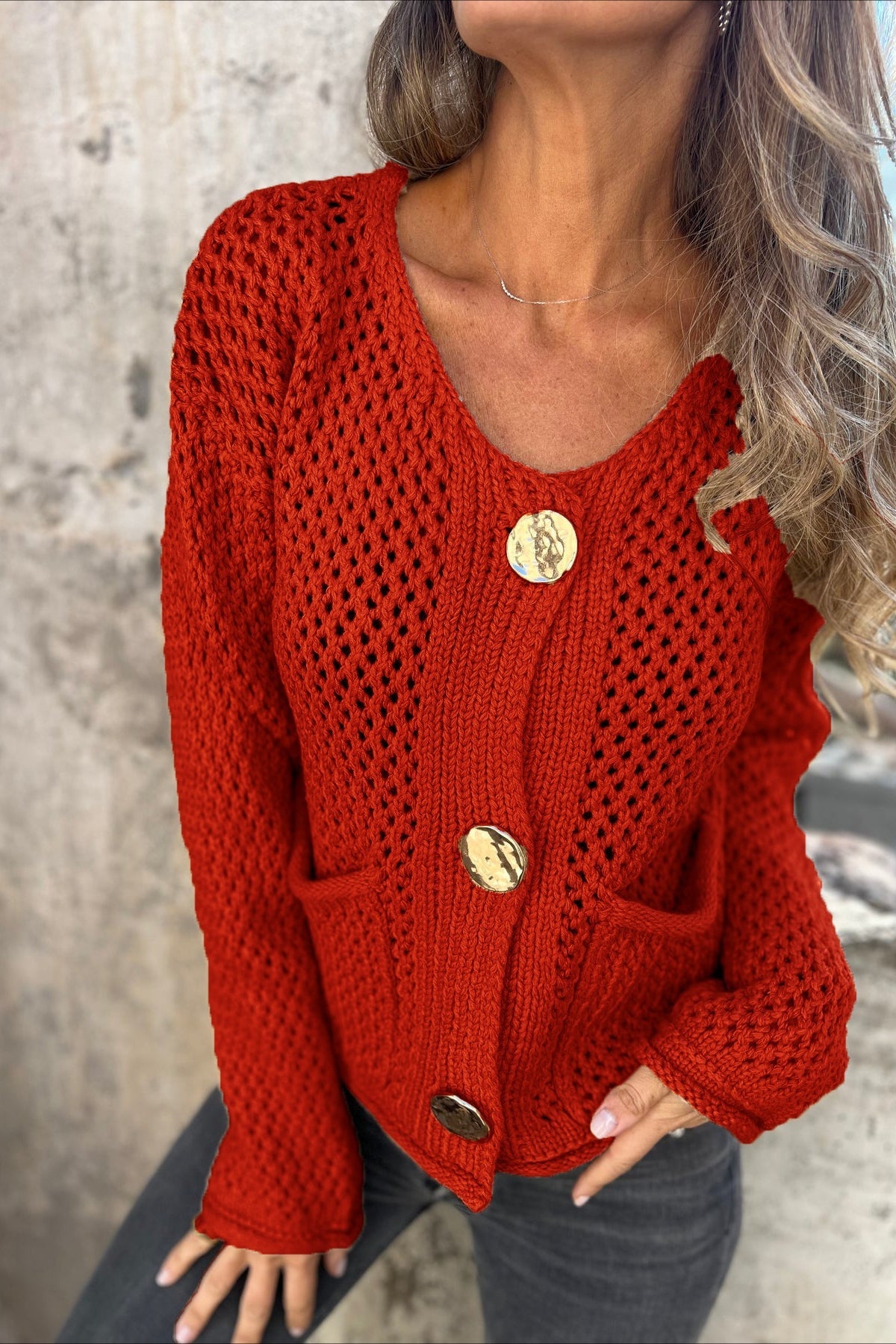 Chunky Button Up Knit Sweater