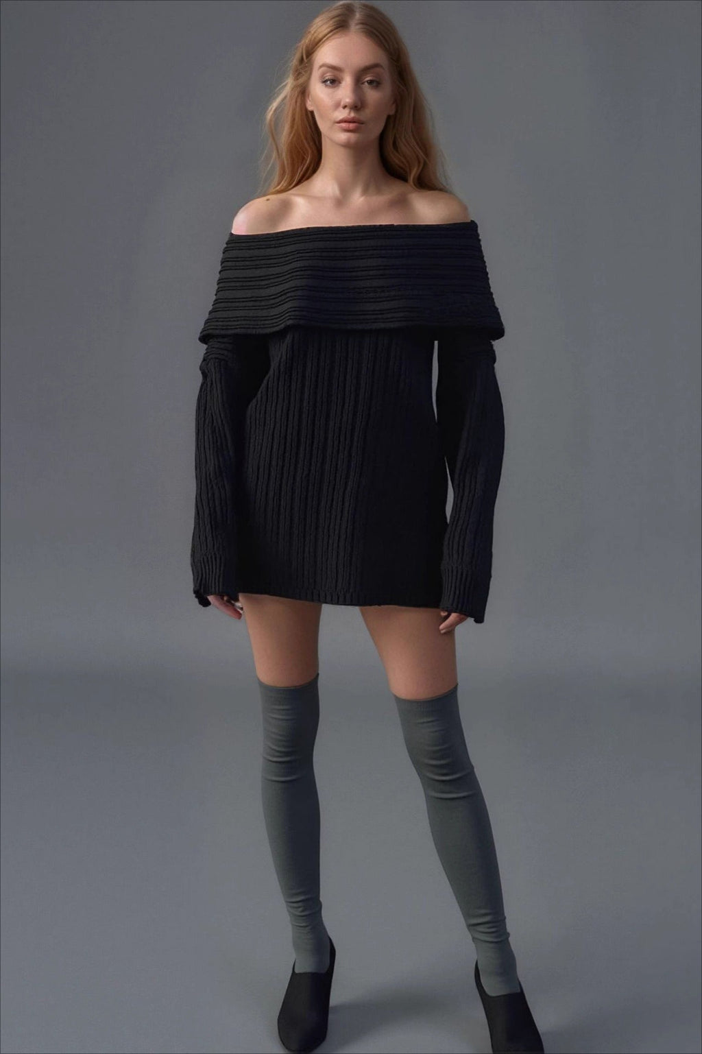 Alluring Off Shoulder Knit Sweater