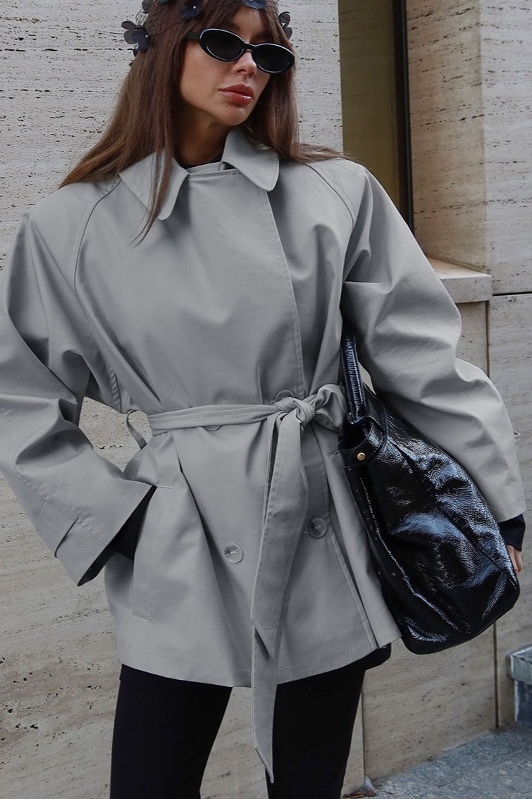 Retro Casual Belted Trench Coat