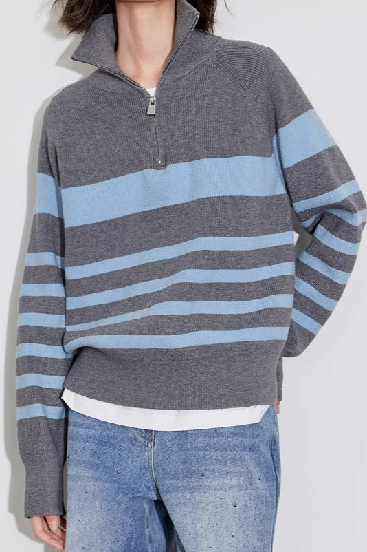Colorblock Striped Knit Sweater