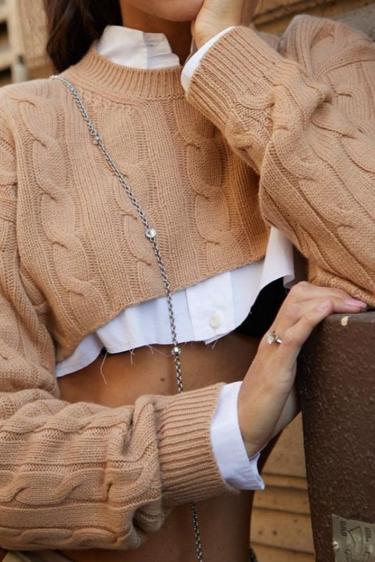 Layered Cable Knit Sweater