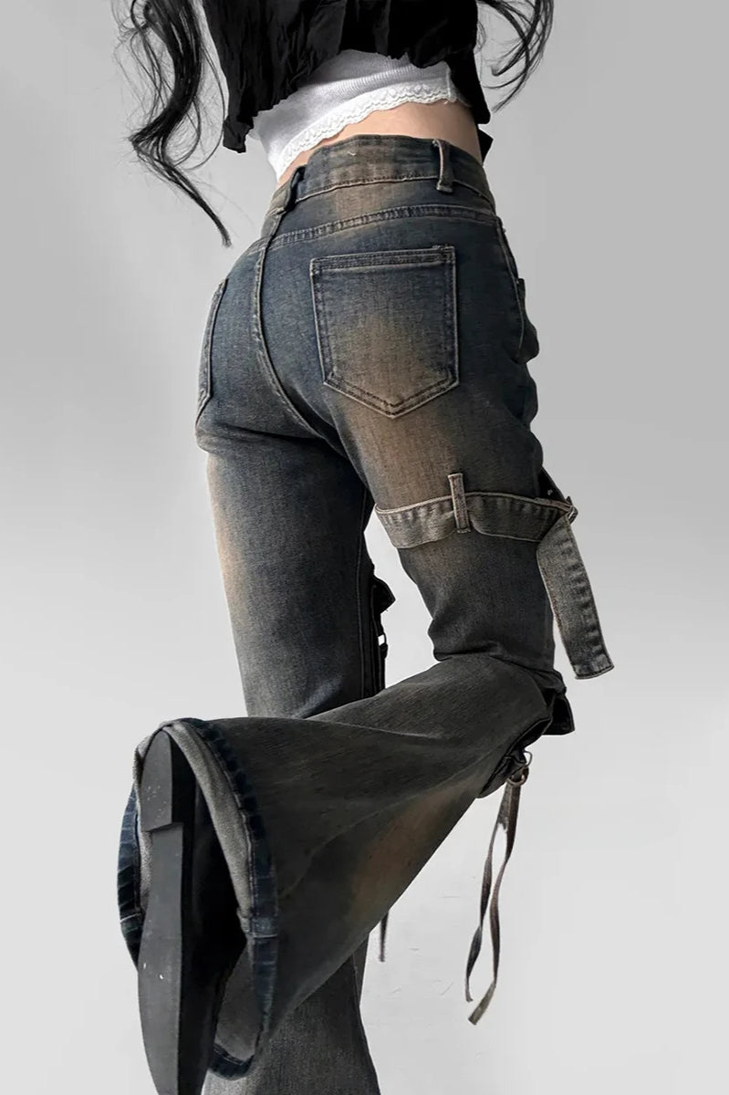 Low Waist Flare Cargo Jean