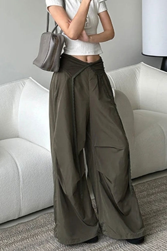 Y2K Retro Cuffed Button Pant