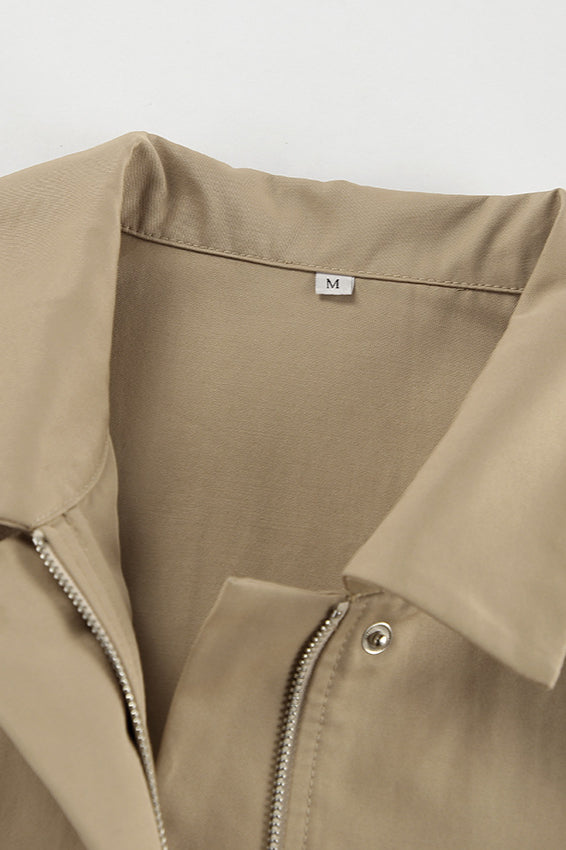 Khaki Biker Loose Fit Coat