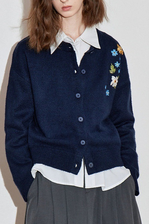 Floral Embroidery Knit Sweater