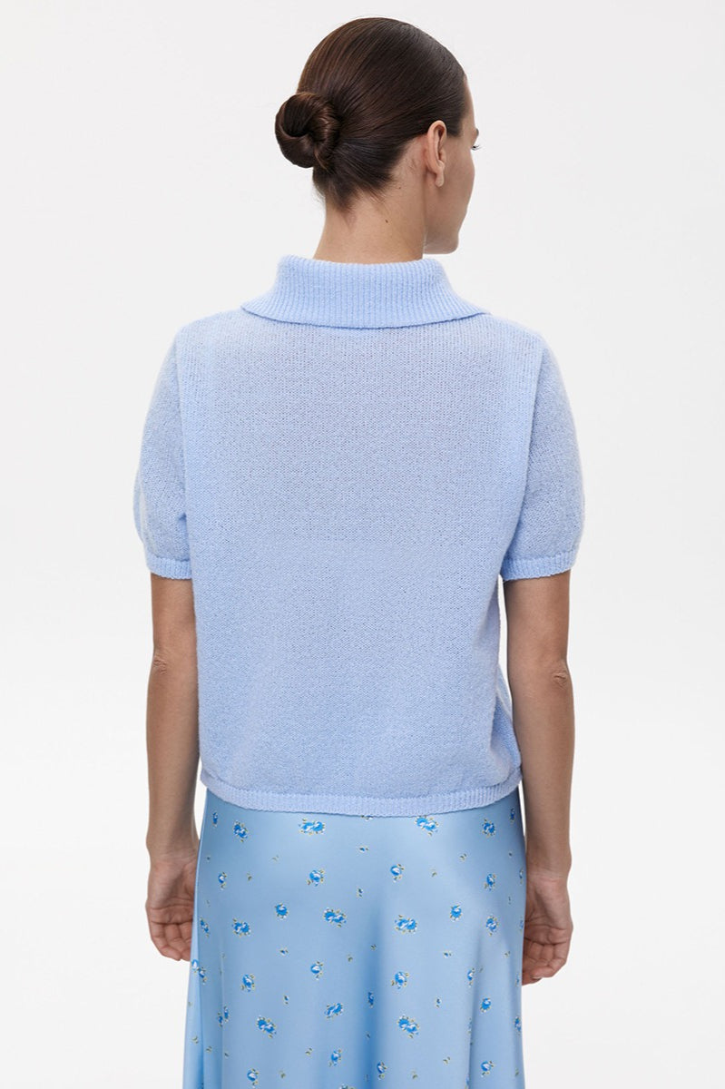 Hollow Polo Neck Knit Sweater