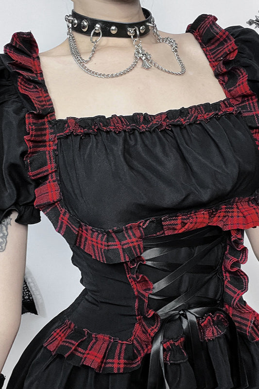 Shadow Plaid Gothic Dress